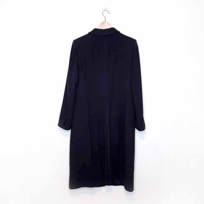 armani collezioni navy blue long wool overcoat - size 12