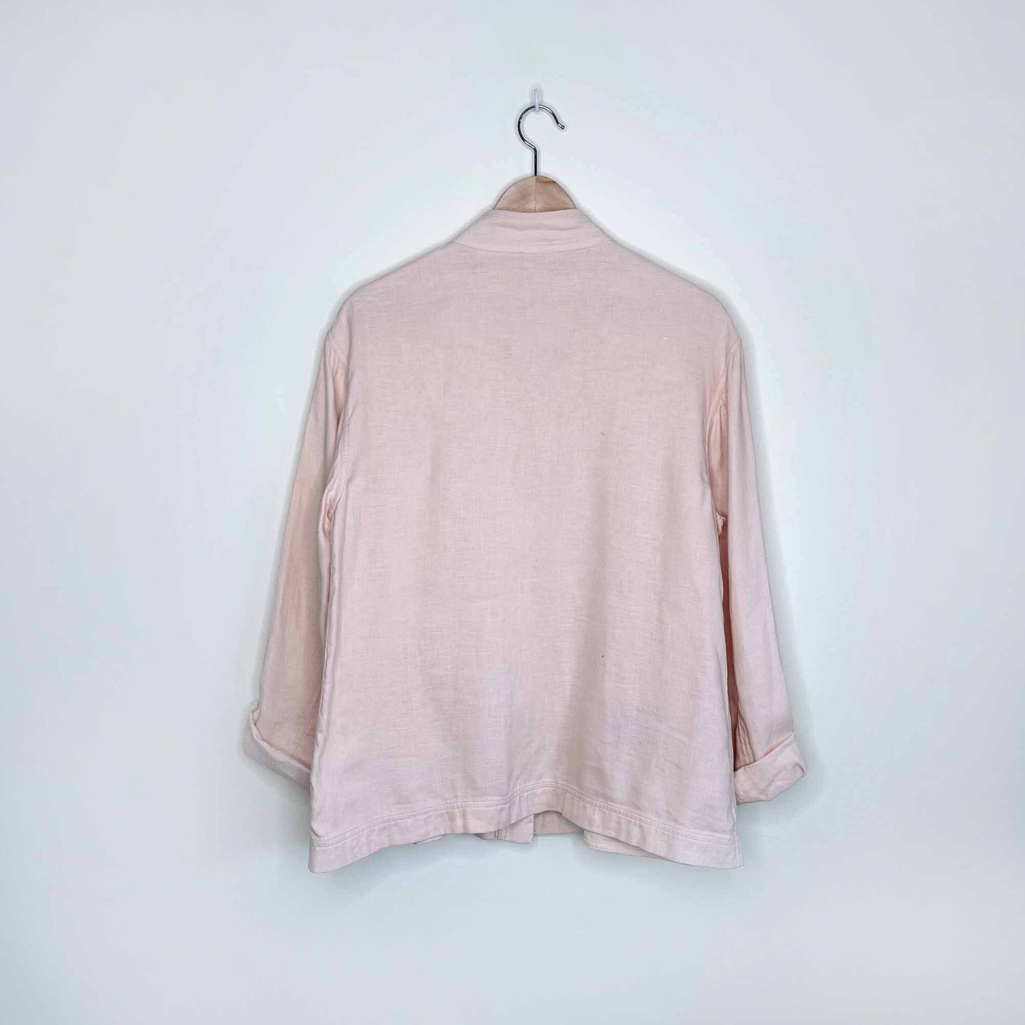 giorgio armani 100% linen snap button peach jacket - size 42