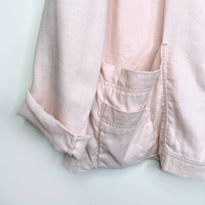 giorgio armani 100% linen snap button peach jacket - size 42