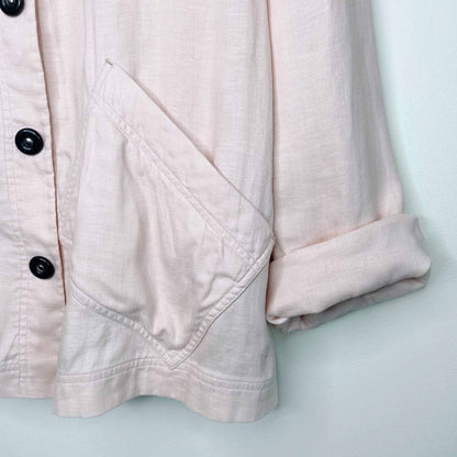 giorgio armani 100% linen snap button peach jacket - size 42