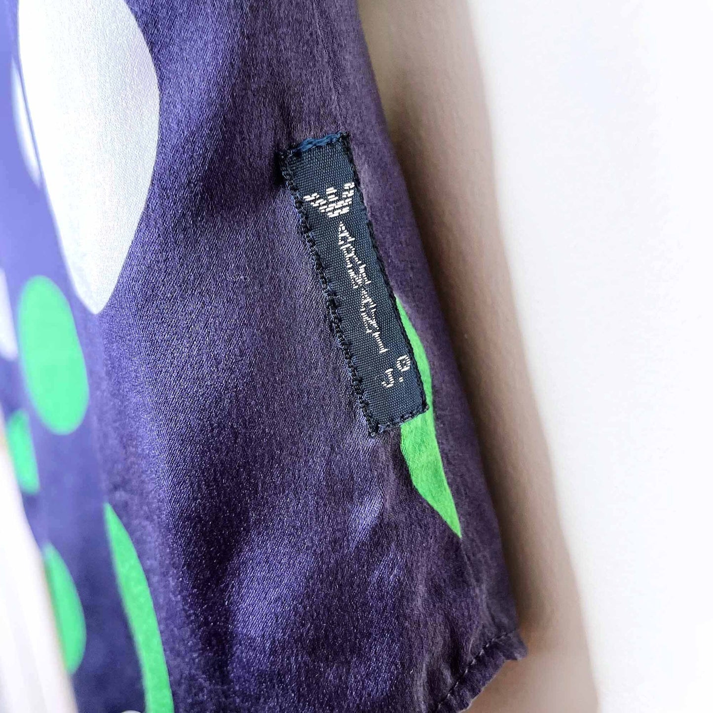 armani jeans polka dot sleeveless silk button down blouse - size medium