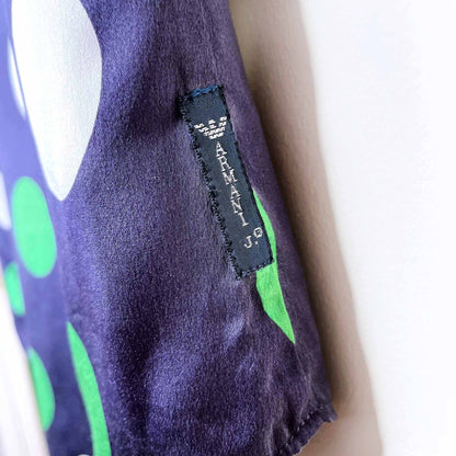 armani jeans polka dot sleeveless silk button down blouse - size medium