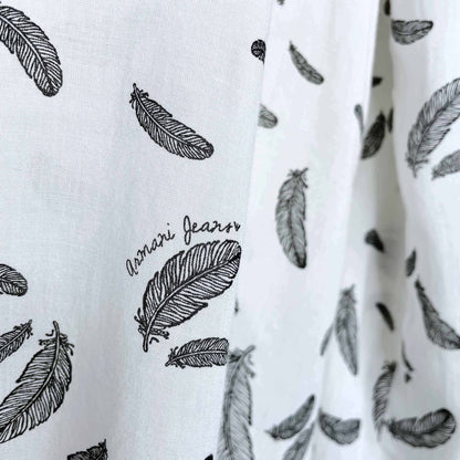 armani jeans ruffle collar drape feather button down blouse - size 8