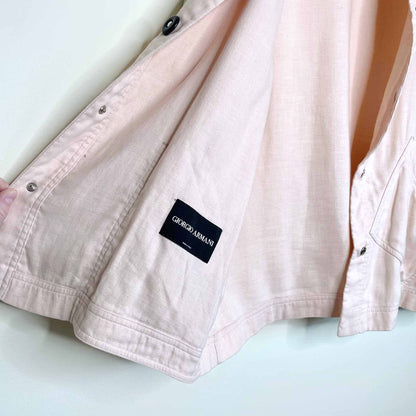 giorgio armani 100% linen snap button peach jacket - size 42