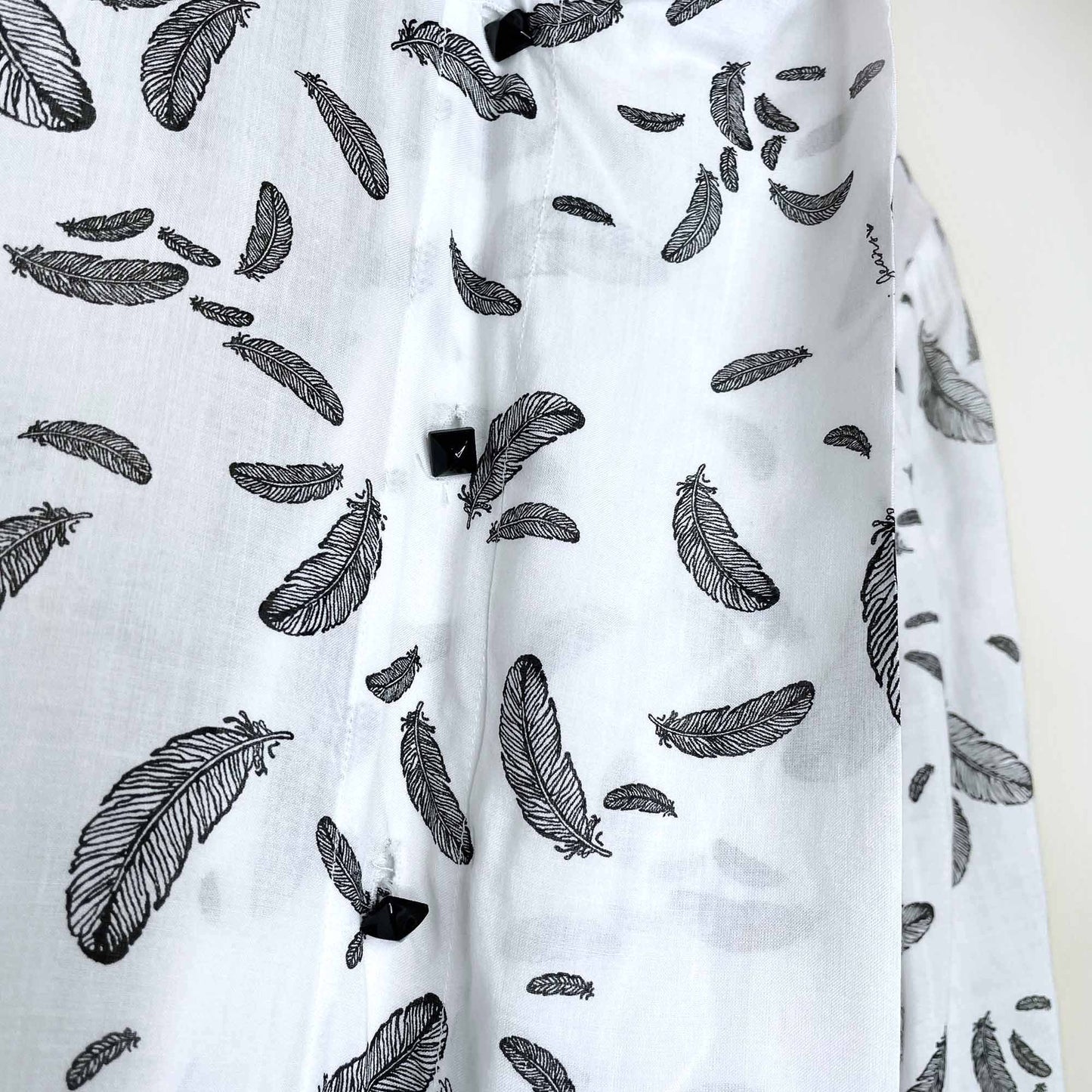 armani jeans ruffle collar drape feather button down blouse - size 8