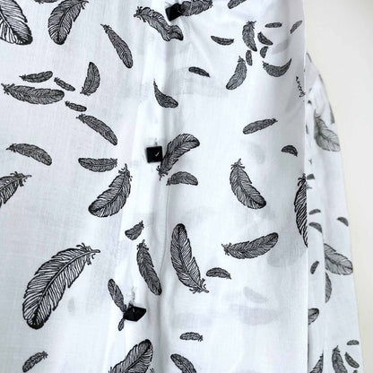 armani jeans ruffle collar drape feather button down blouse - size 8