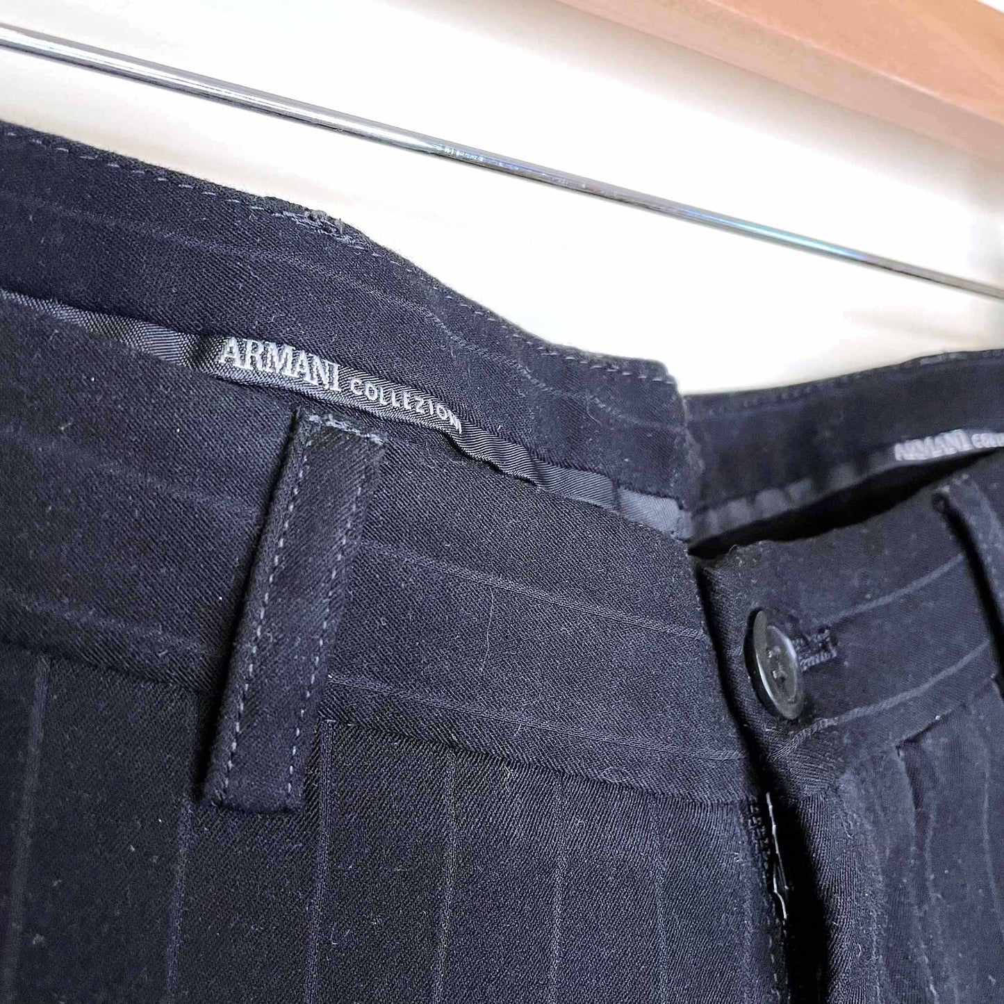 armani collezioni pinstripe tapered trouser - size 30