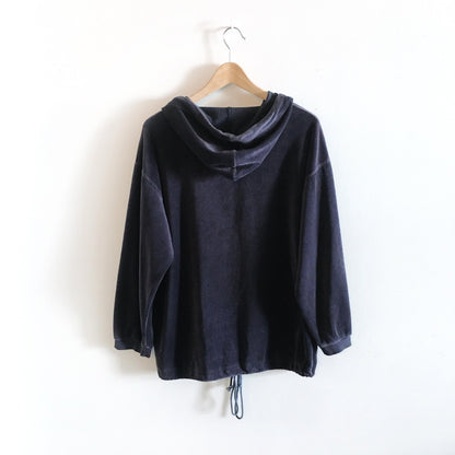 vintage armani velour 1/4 zip hoodie - size xs