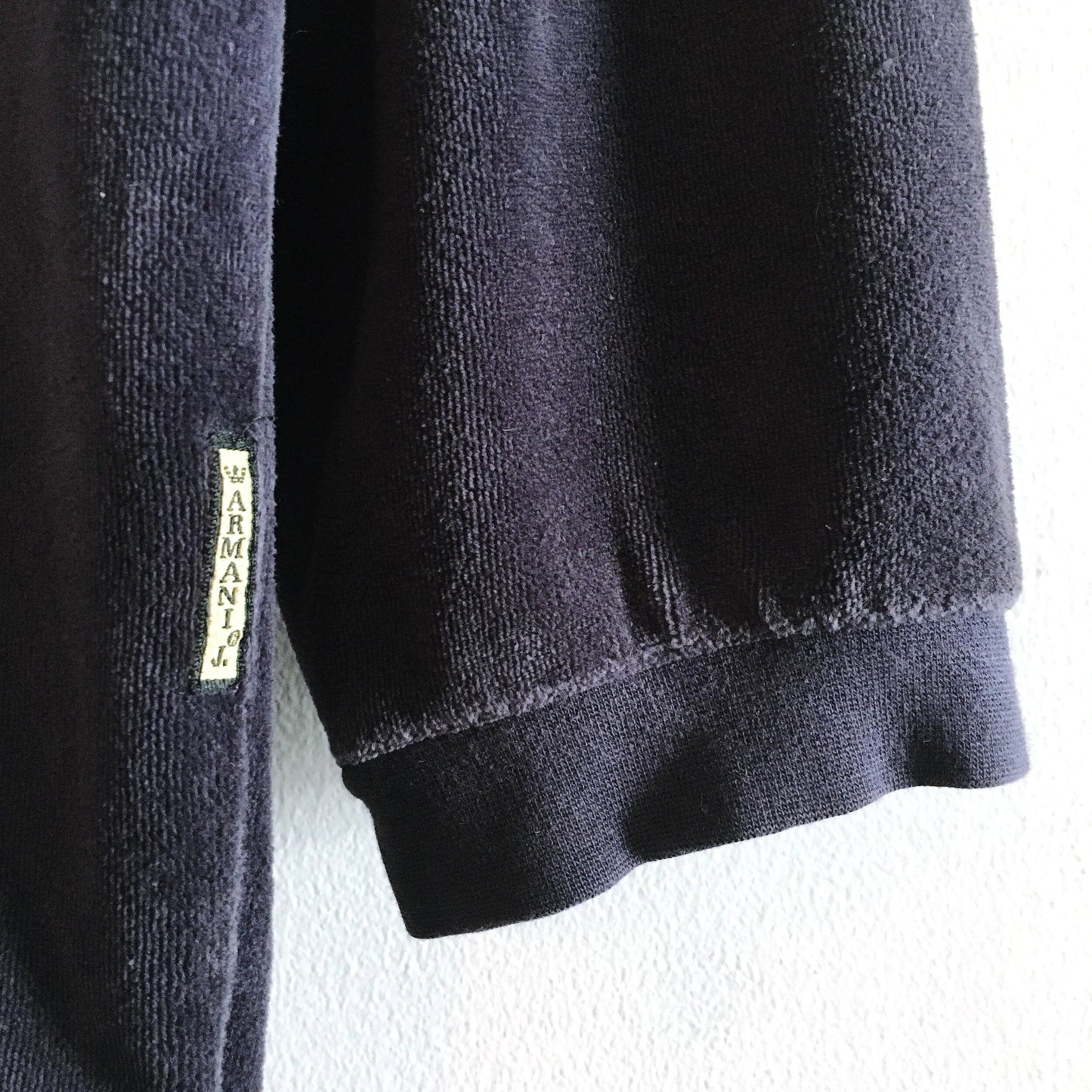 vintage armani velour 1/4 zip hoodie - size xs