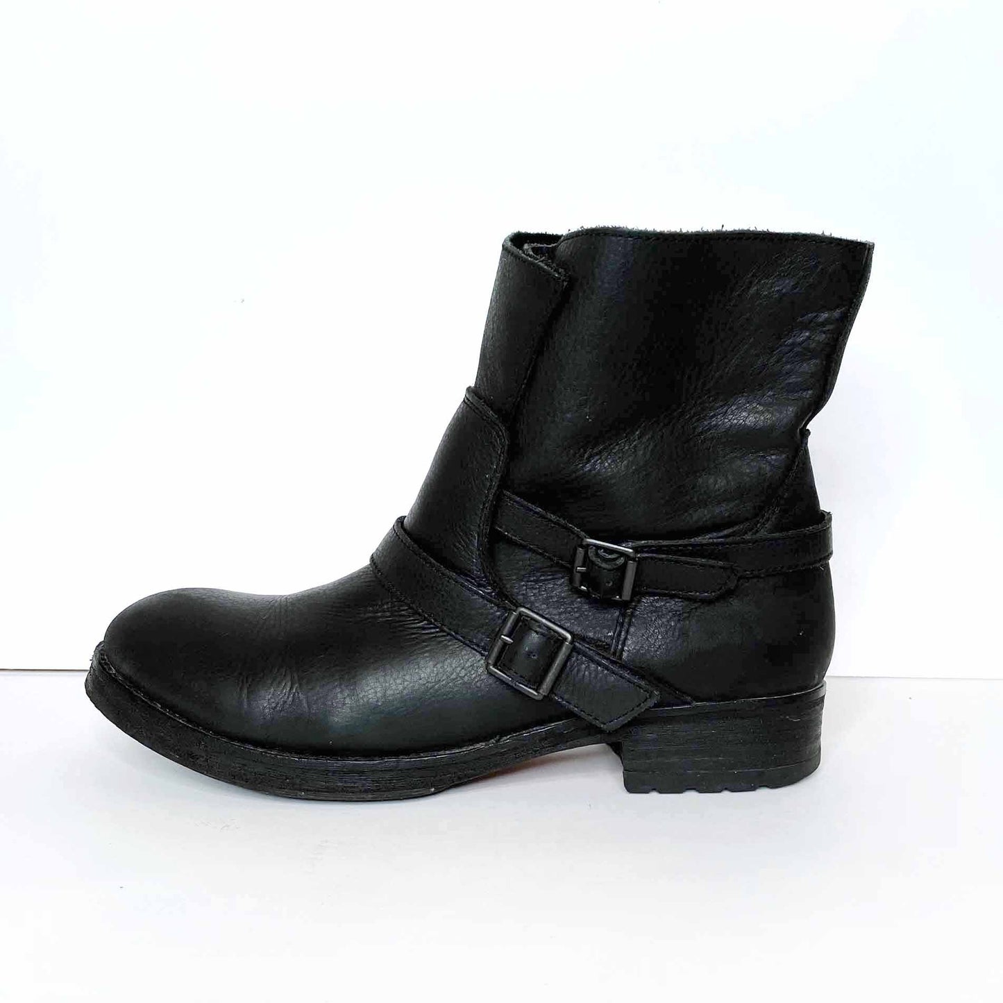 ash reverso black leather ankle moto boots - size 40