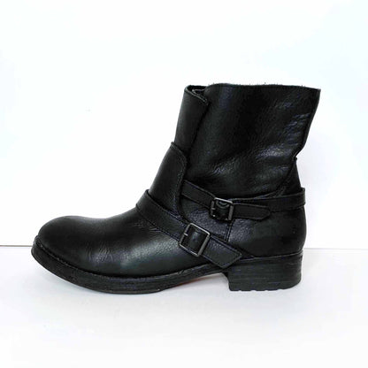 ash reverso black leather ankle moto boots - size 40