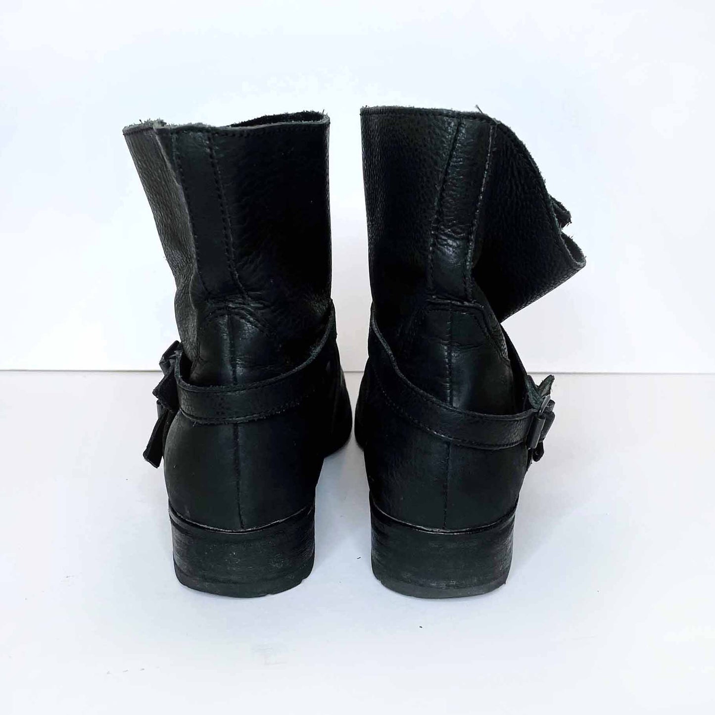 ash reverso black leather ankle moto boots - size 40