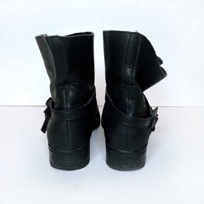 ash reverso black leather ankle moto boots - size 40