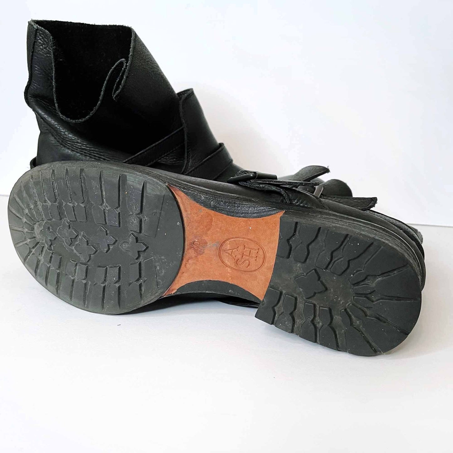 ash reverso black leather ankle moto boots - size 40