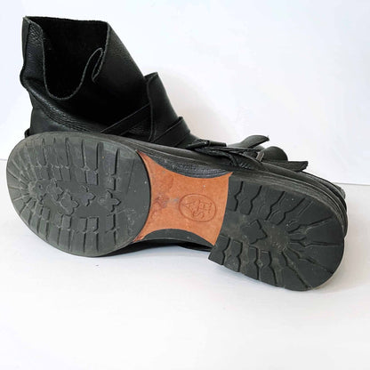 ash reverso black leather ankle moto boots - size 40