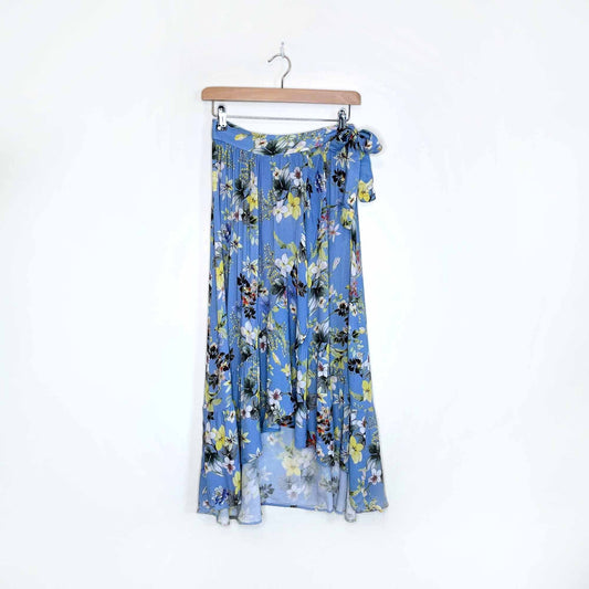 stradivarius floral wrap midi skirt - size small