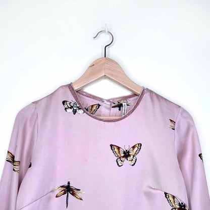 stradivarius pink button back butterfly top - size medium