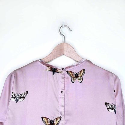 stradivarius pink button back butterfly top - size medium