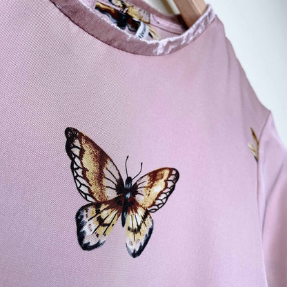 stradivarius pink button back butterfly top - size medium