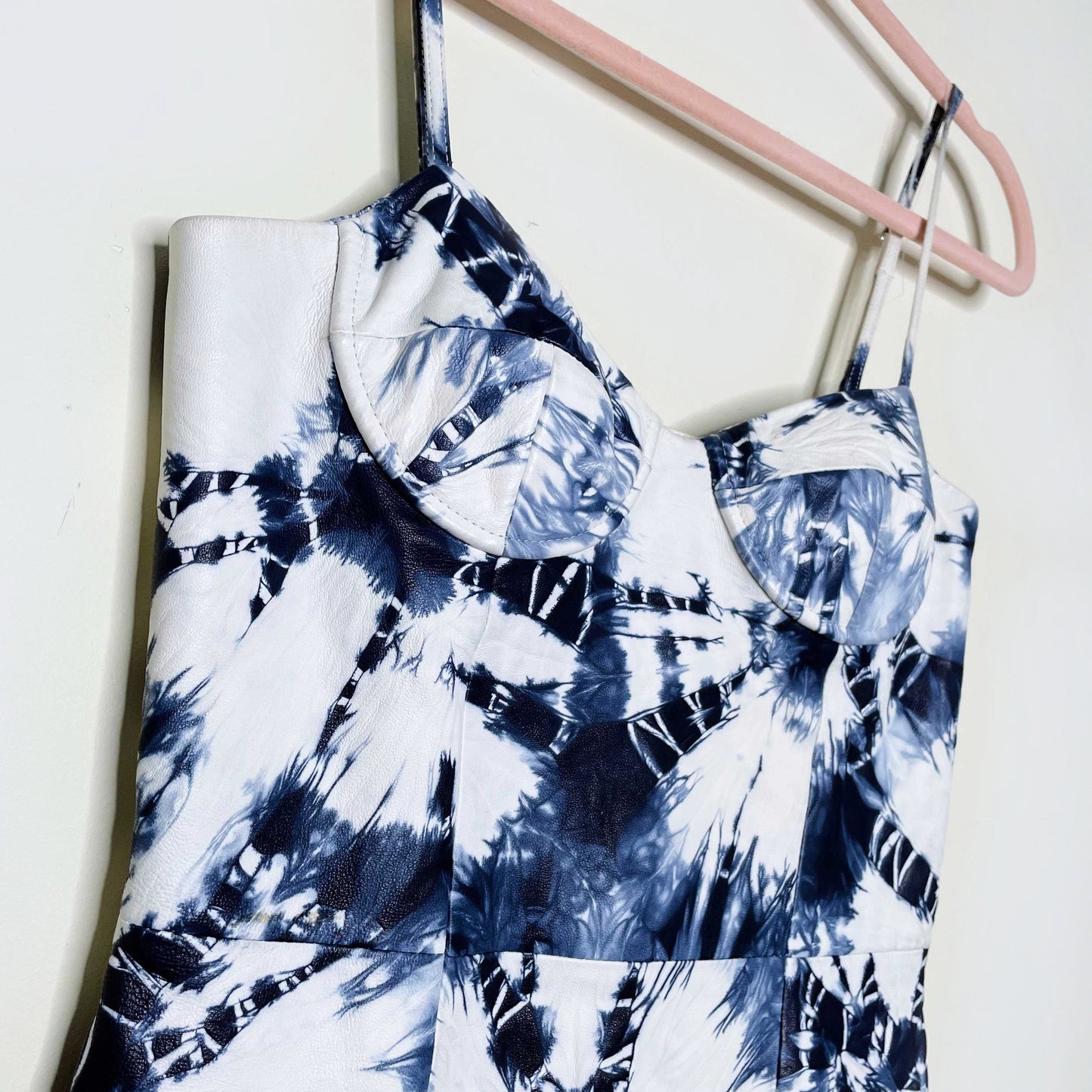 alexander wang leather buster tie dye mini dress - size 0