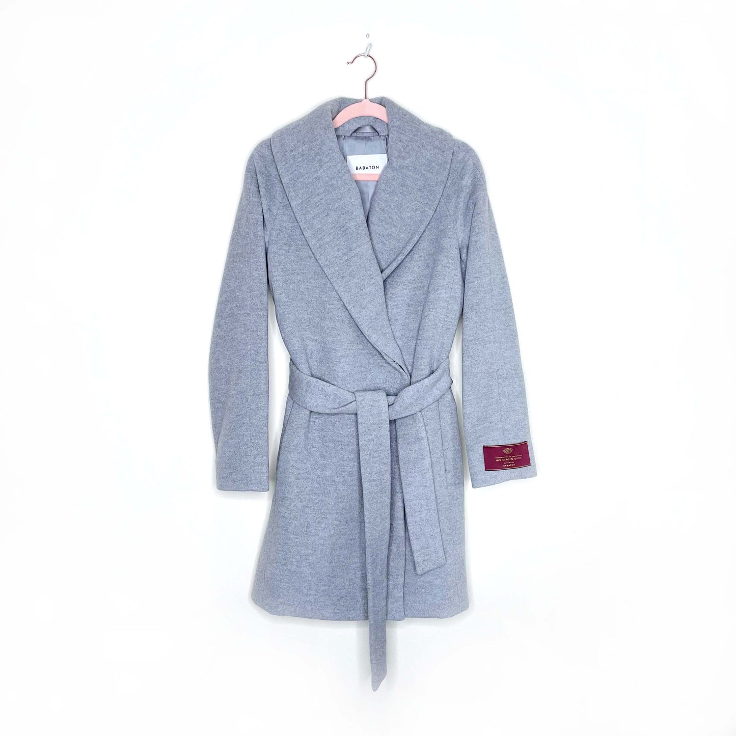 babaton wool sian tie waist wrap coat in heather comet - size xxs