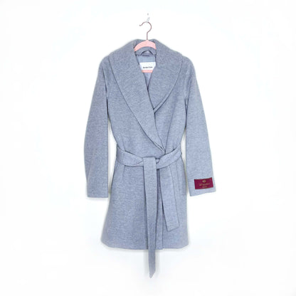 babaton wool sian tie waist wrap coat in heather comet - size xxs