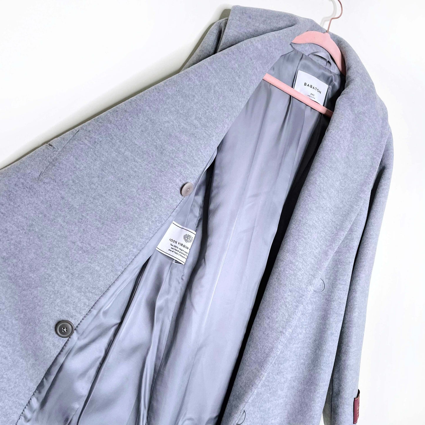 babaton wool sian tie waist wrap coat in heather comet - size xxs