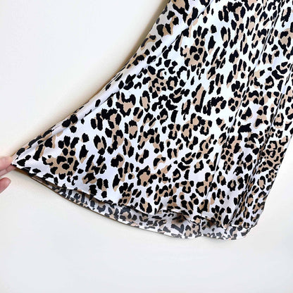 babaton leopard print slip midi skirt - size 0