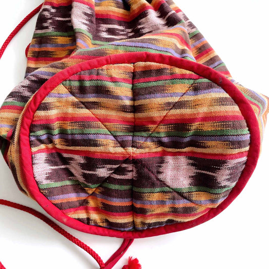 vintage boho hand loomed ikat woven sling backpack