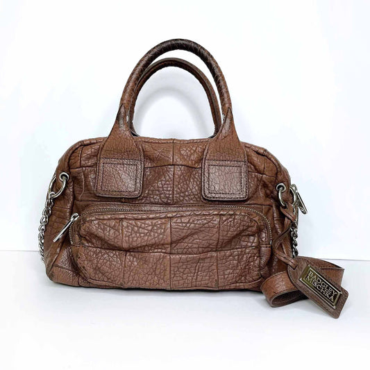 badgley mischka pebbled leather handbag with chain strap