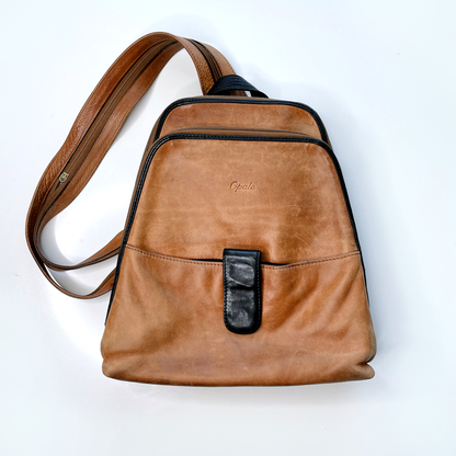 vintage opale tan leather backpack