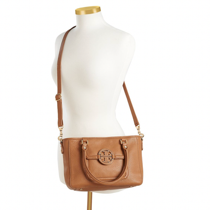 tory burch black leather amanda middy satchel cross body