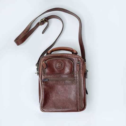 vintage mancini arizona buffalo leather luggage crossbody bag