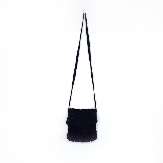 black crochet cross body bag with matching coin purse