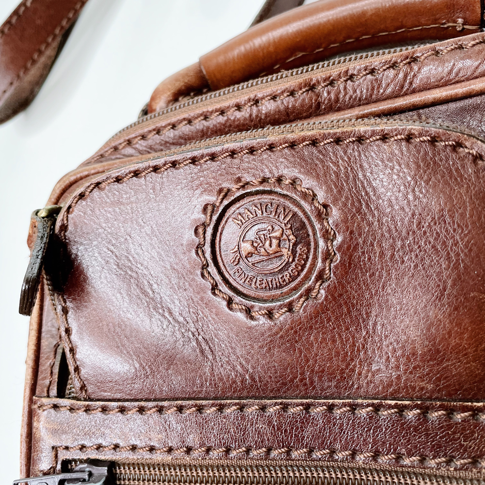 vintage mancini arizona buffalo leather luggage crossbody bag