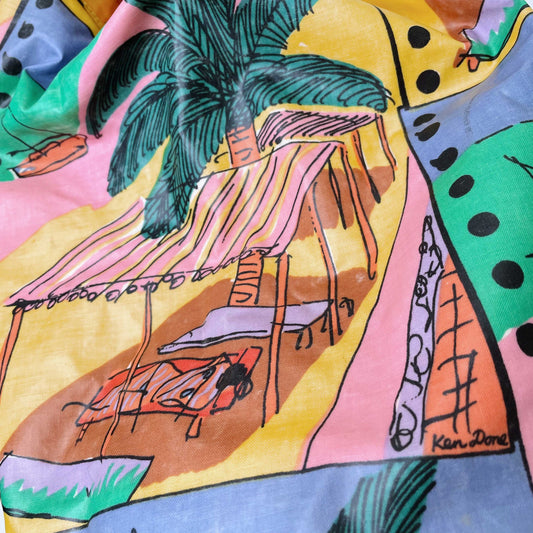 vintage ken done tropical sling bucket bag backpack