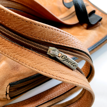 vintage opale tan leather backpack