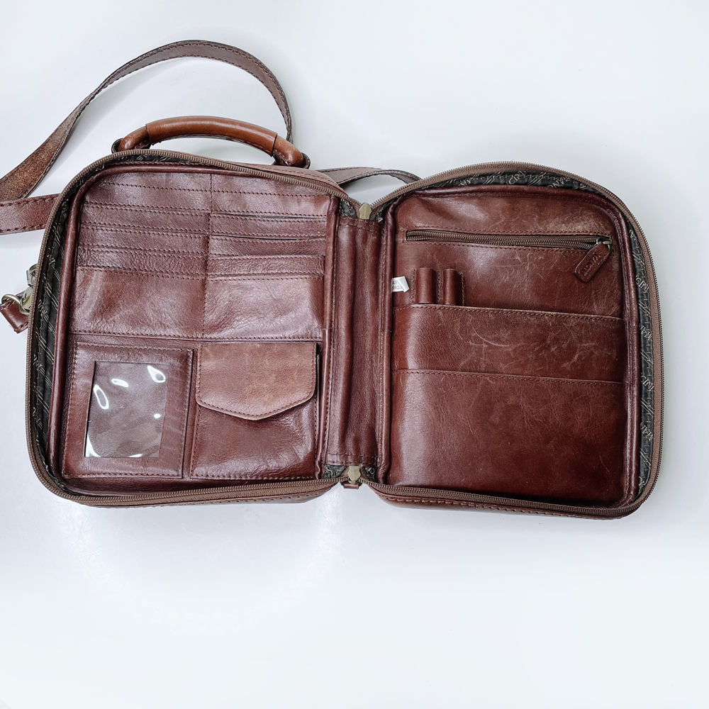 vintage mancini arizona buffalo leather luggage crossbody bag