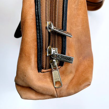 vintage opale tan leather backpack