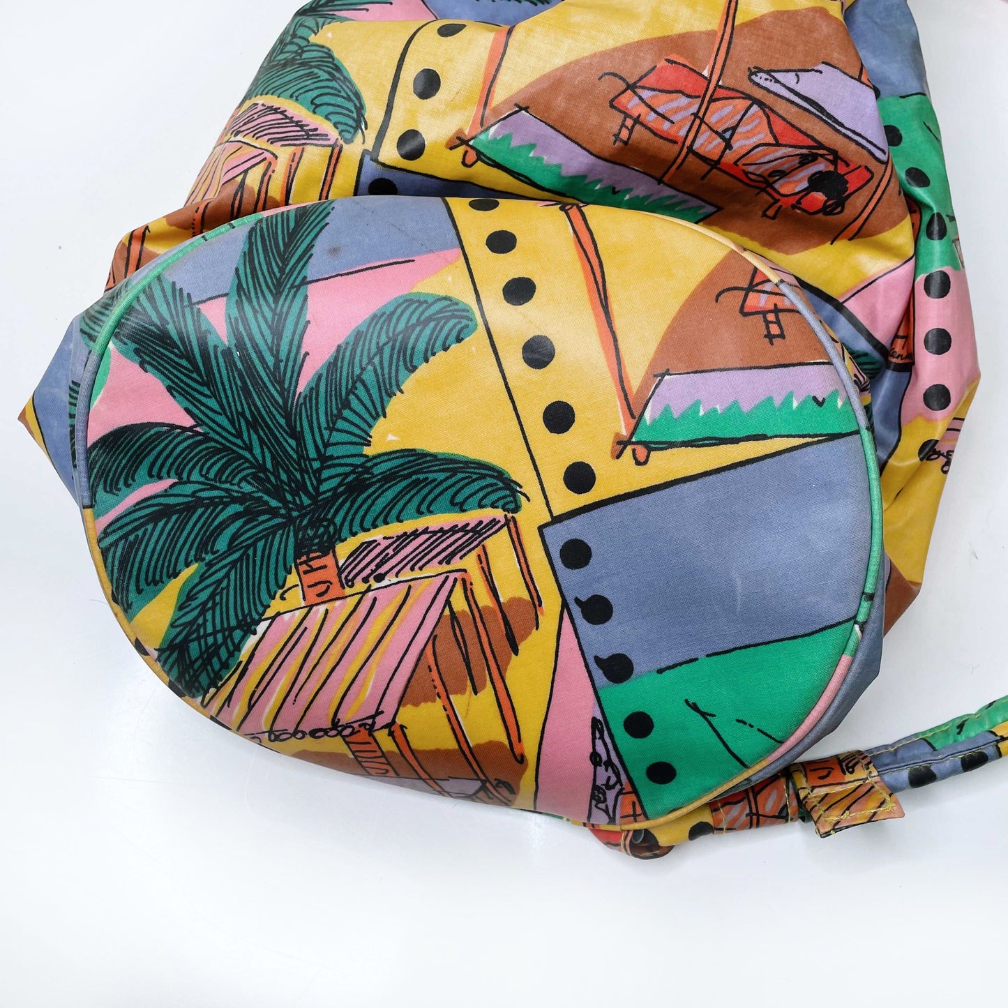 vintage ken done tropical sling bucket bag backpack