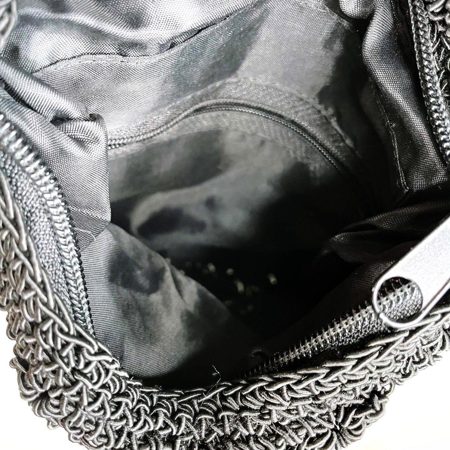 black crochet cross body bag with matching coin purse