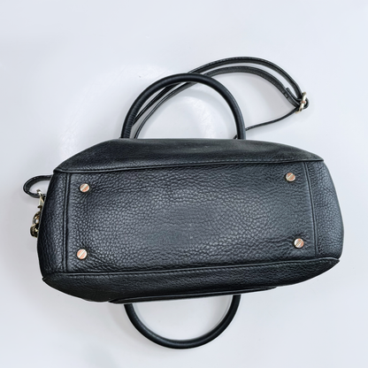 tory burch black leather amanda middy satchel cross body