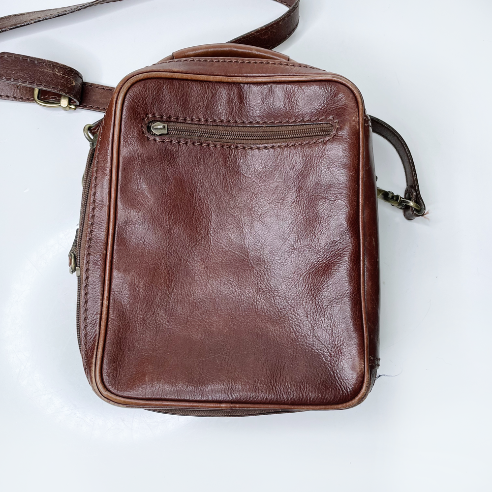 vintage mancini arizona buffalo leather luggage crossbody bag