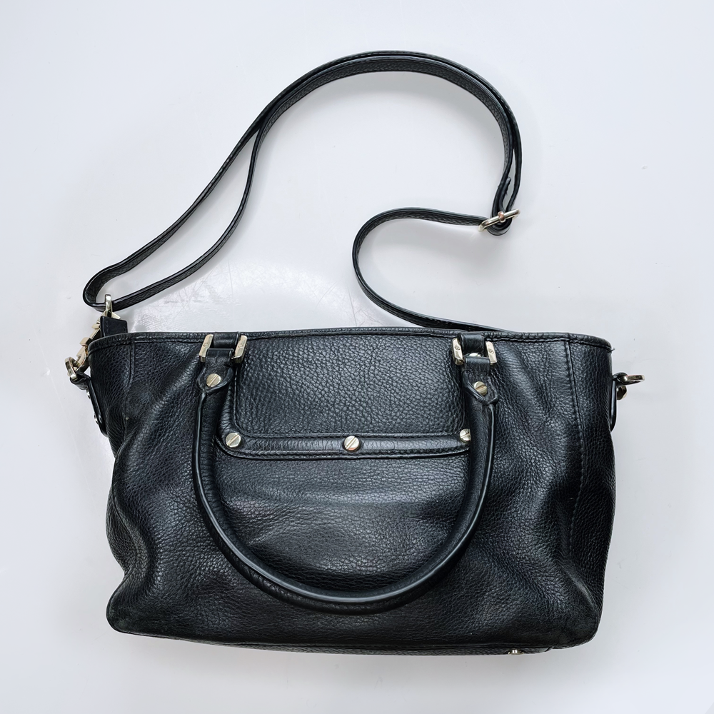 tory burch black leather amanda middy satchel cross body