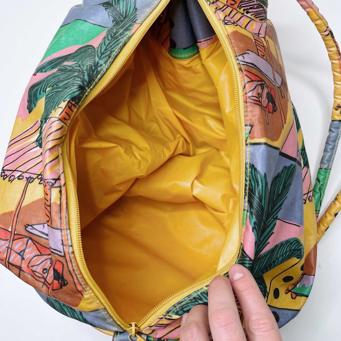 vintage ken done tropical sling bucket bag backpack