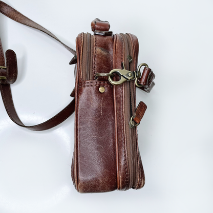 vintage mancini arizona buffalo leather luggage crossbody bag