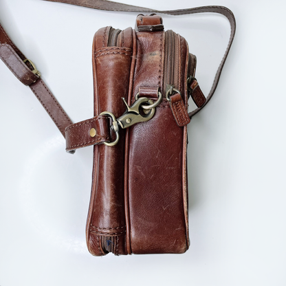 vintage mancini arizona buffalo leather luggage crossbody bag