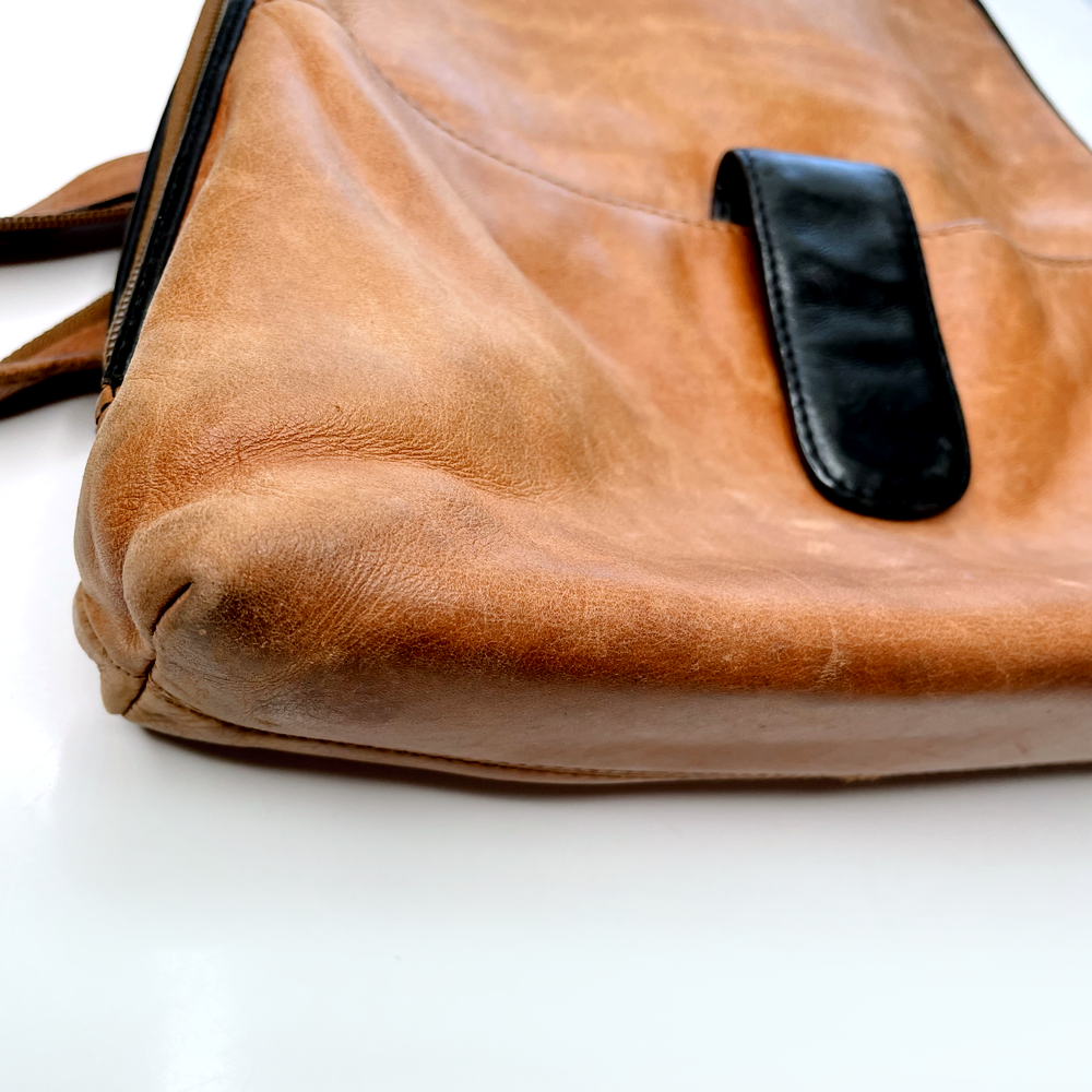 vintage opale tan leather backpack