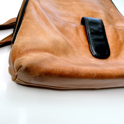 vintage opale tan leather backpack