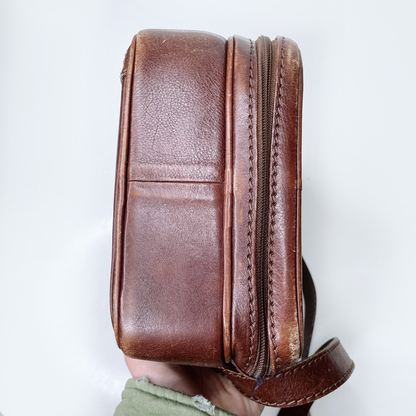 vintage mancini arizona buffalo leather luggage crossbody bag